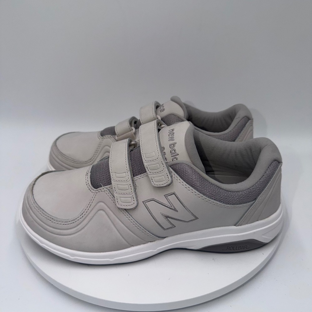 New Balance 813 Grey Leather Walking Comfort Shoes Hook Loop Womens 8.5 2E Wide